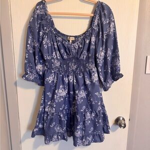 Indulge Blue Floral Mini Dress